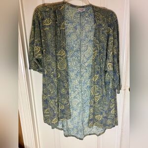 Lightweight LuLaRoe Blue-Green Paisley Kimono Cardigan